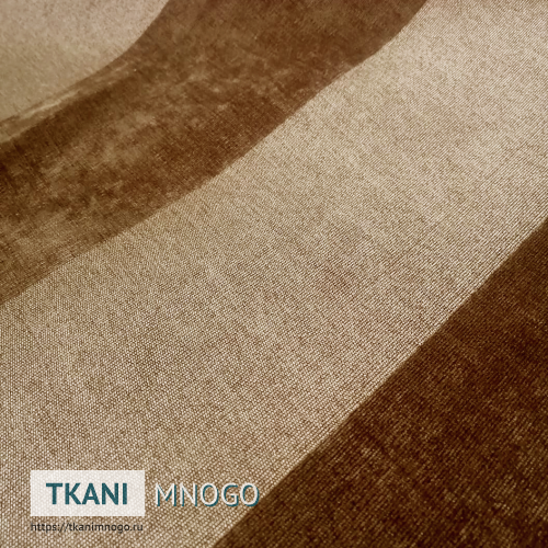 Фото ткани велюра “Люкс В-15 полоса” (полоса коричневый)